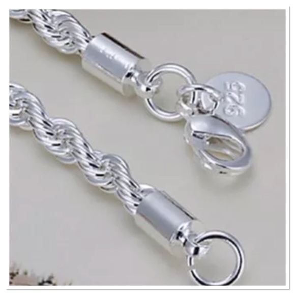 925 Stamped Sterling Silver Twisted Rope Bracelet - Picture 2 of 5